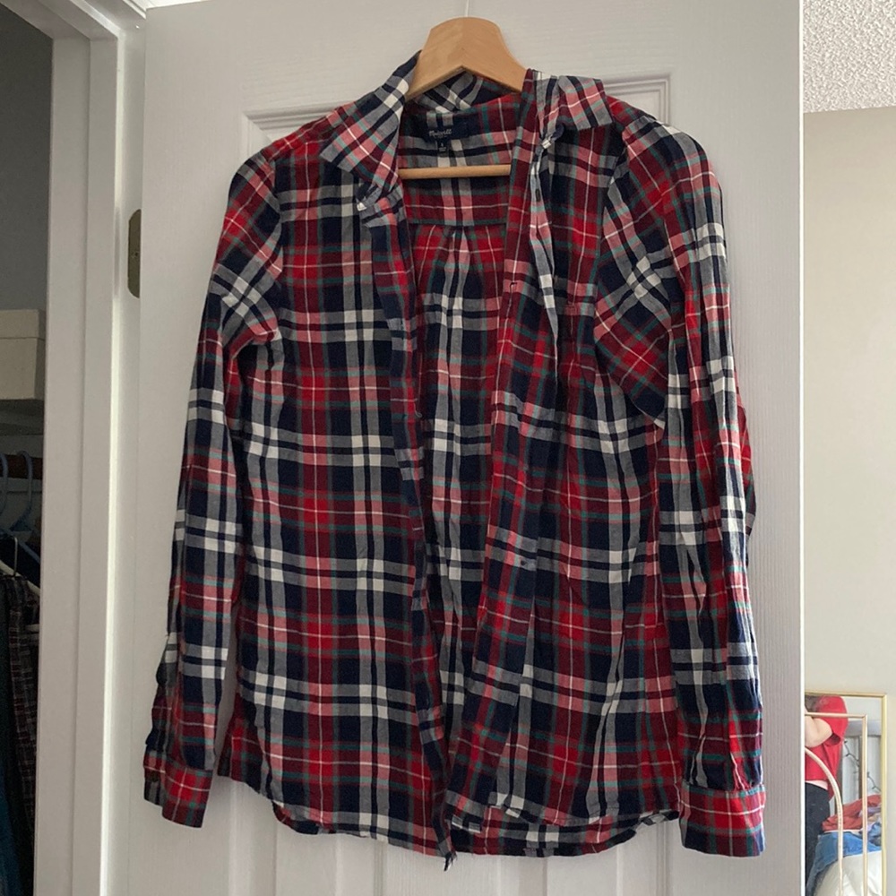 Madewell 100% cotton button down up plaid S